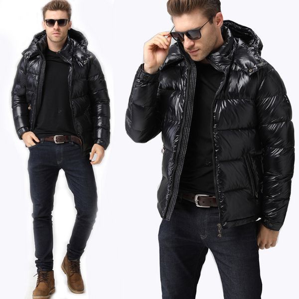 

высокое качество классический бренд мужчины анорак зимний пуховик мужчины зимняя куртка высокое качество теплый плюс размер человек вниз и к, Black