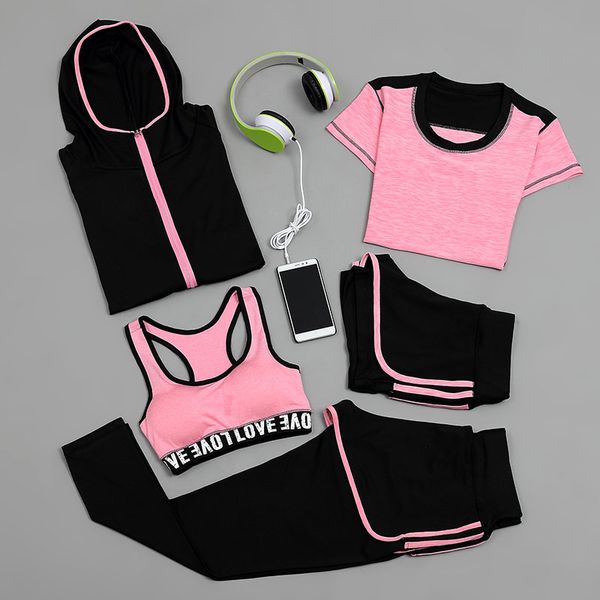wholesale-sports suit women running set outdoor fitness sport bra t-shirt pants coat short 5 pieces set leggins sport women fitness sets, Black;blue
wholesale-sports suit women running set outdoor fitness sport bra t-shirt pants coat short 5 pieces set leggins sport women fitness sets, Black;blue