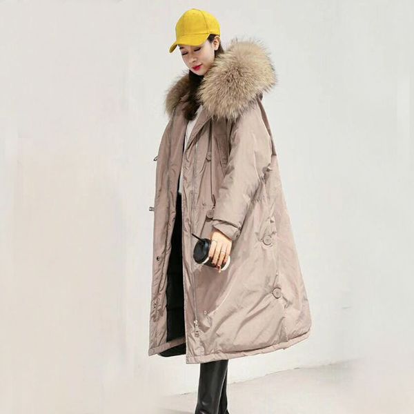 2018 new winter jacket women white duck down jacket long down parkas loose female coat large real raccoon fur hooded warm, Black
2018 new winter jacket women white duck down jacket long down parkas loose female coat large real raccoon fur hooded warm, Black