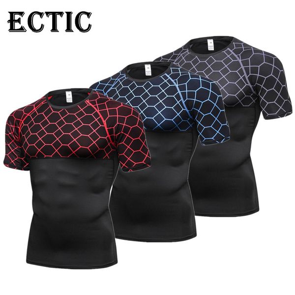 ectic 2018 men's fitness short sleeve print splicing sports running training sweat quick dry high elastic tights, Black;blue
ectic 2018 men's fitness short sleeve print splicing sports running training sweat quick dry high elastic tights, Black;blue