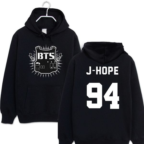 

kpop bts hoodies for women men street hip hop sweatshirts swag letter printed in j-hope bangtan boys harajuku hoodie tracksuit, Black