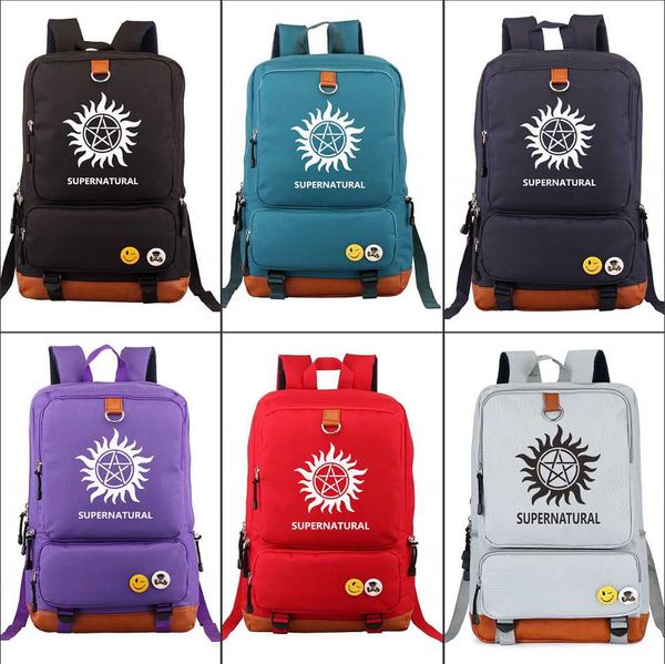 

supernatural canvas backpack student bookbag fashion travel bag teenager school bag zipper rucksack lapknapsack packsack