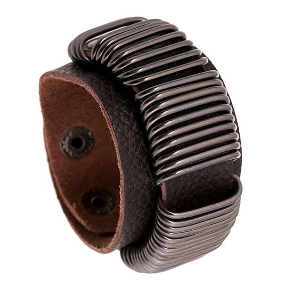 new fashion alloy rings strung leather bracelet black & brown punk cowhide leather wristband with snap fastener men's jewelry accessori, Golden;silver
new fashion alloy rings strung leather bracelet black & brown punk cowhide leather wristband with snap fastener men's jewelry accessori, Golden;silver