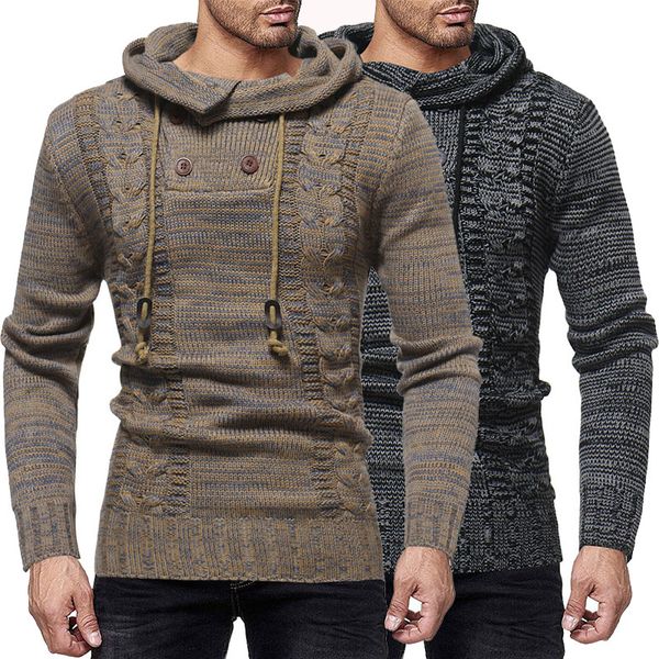 2018 fashion men's sweater autumn pullovers knitted sweater twist double-breasted hooded slim outwear turtleneck, White;black
2018 fashion men's sweater autumn pullovers knitted sweater twist double-breasted hooded slim outwear turtleneck, White;black