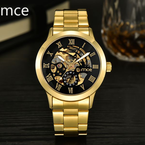 mce luxury gold men watch men roman numerals stainless steel watch automatic mechanical business male clock wrist 331, Slivery;brown
mce luxury gold men watch men roman numerals stainless steel watch automatic mechanical business male clock wrist 331, Slivery;brown