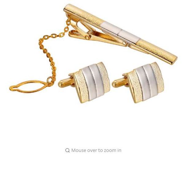 lasperal luxury gold color cufflink & tie clip sets for men tie pin cufflink suit dress shirt decor fashion wedding gift package, Silver
lasperal luxury gold color cufflink & tie clip sets for men tie pin cufflink suit dress shirt decor fashion wedding gift package, Silver
