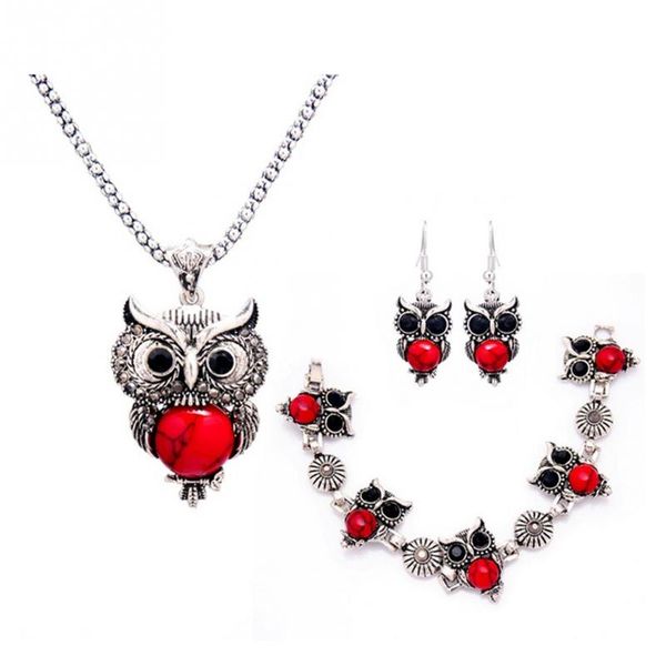 fashion women jewelry vintage antique silver red owl jewelry set necklace pendant earring
fashion women jewelry vintage antique silver red owl jewelry set necklace pendant earring