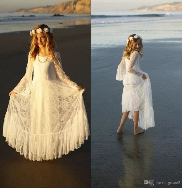 white first communion dress for girls 2019 boho lace flower girls dresses beach style long sleeve floor length custom made, White;blue
white first communion dress for girls 2019 boho lace flower girls dresses beach style long sleeve floor length custom made, White;blue