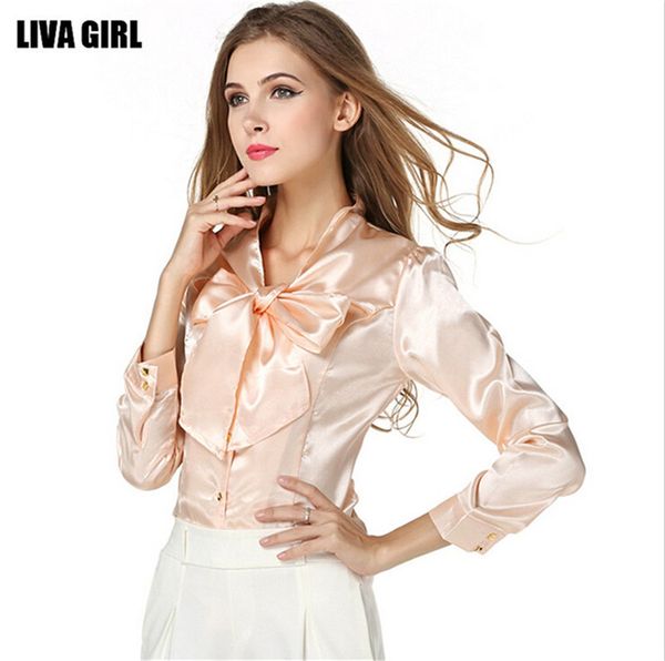 mainland plus size s-3xl bow slim shirt blouse elegant fashion women's slim satin blouse bowknot neck working shirts, White
mainland plus size s-3xl bow slim shirt blouse elegant fashion women's slim satin blouse bowknot neck working shirts, White