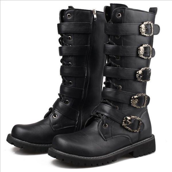 new arrival designer men long boot black round toe lace up buckle strap skull charm pu leather motorcycle boots male winter shoes size 37-45
new arrival designer men long boot black round toe lace up buckle strap skull charm pu leather motorcycle boots male winter shoes size 37-45