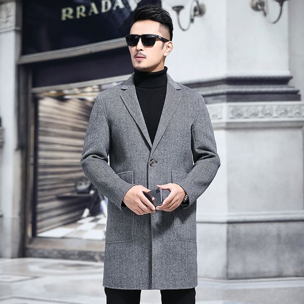 double-sided woolen overcoat 2018 autumn winter new high-end korean version of slim herringbone woolen overcoat, Black
double-sided woolen overcoat 2018 autumn winter new high-end korean version of slim herringbone woolen overcoat, Black