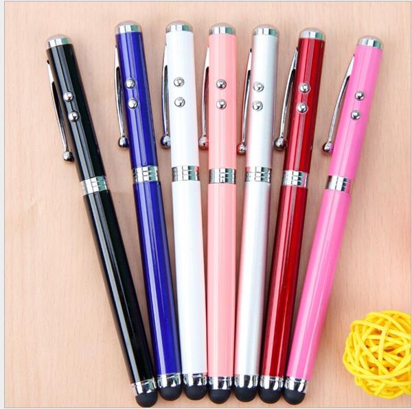 4 In 1 Laser Pointer Led Torch Touch Screen Stylus Ball Pen For Universal Smart Phone Multifunction Writing Pens