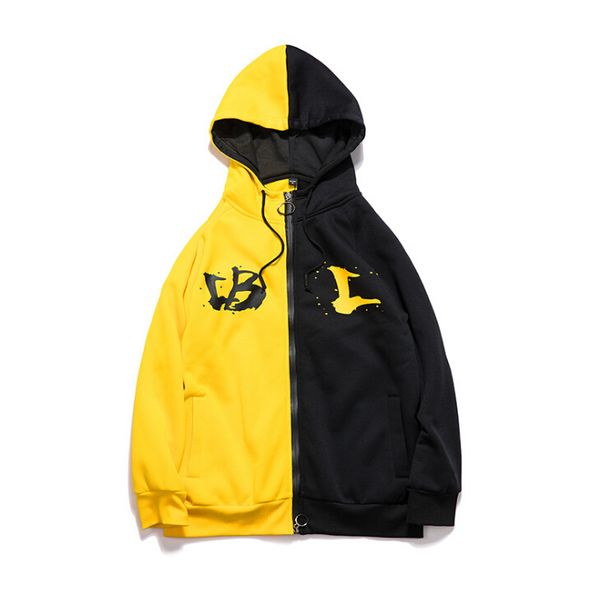 Sweatshirts Male Pullover Hoodie Sweatshirt Men Patchwork Printed Hip Hop Hoodie Long Sleeve Streetwear