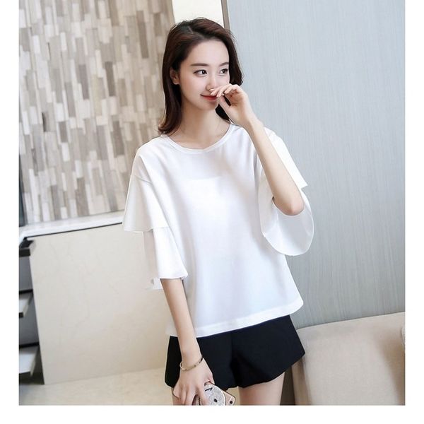 female ruffles loose shirts half summer flare sleeve white blouses casual round neck chiffon
female ruffles loose shirts half summer flare sleeve white blouses casual round neck chiffon