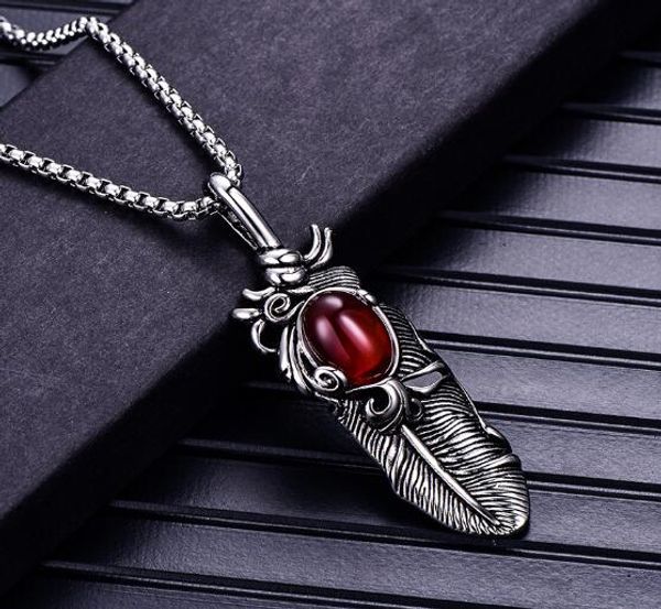 new stainless steel men stainless steel vintage feather necklace personalized titanium steel turquoise pendant pendant popular fashi, Silver
new stainless steel men stainless steel vintage feather necklace personalized titanium steel turquoise pendant pendant popular fashi, Silver
