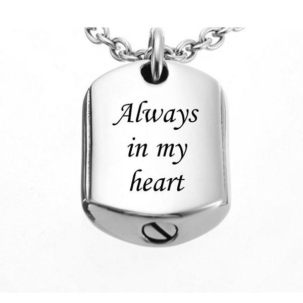 fashion jewelry pendant dog tag style square pendant necklace stainless steel cremation urn jewelry ashes souvenir, Silver
fashion jewelry pendant dog tag style square pendant necklace stainless steel cremation urn jewelry ashes souvenir, Silver