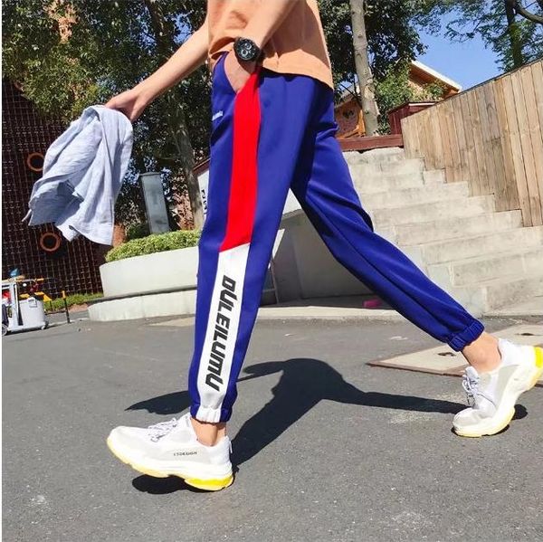 2018 spring autumn loose youth patchwork men's trousers slacks joggers male students bound feet pants, Black
2018 spring autumn loose youth patchwork men's trousers slacks joggers male students bound feet pants, Black