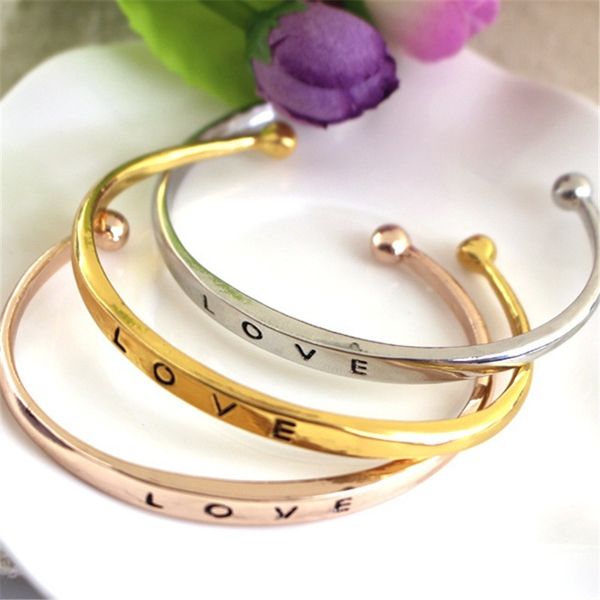 

1 pcs fashion style women men's screw hand love letter cuff bangle bracelet jewelry gift bracciali donna, Black