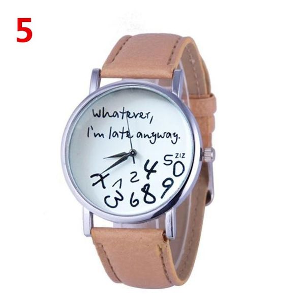 fashion unique watch christmas funny men women analog quartz watch whatever i m late anyway wrist watch, Slivery;brown
fashion unique watch christmas funny men women analog quartz watch whatever i m late anyway wrist watch, Slivery;brown