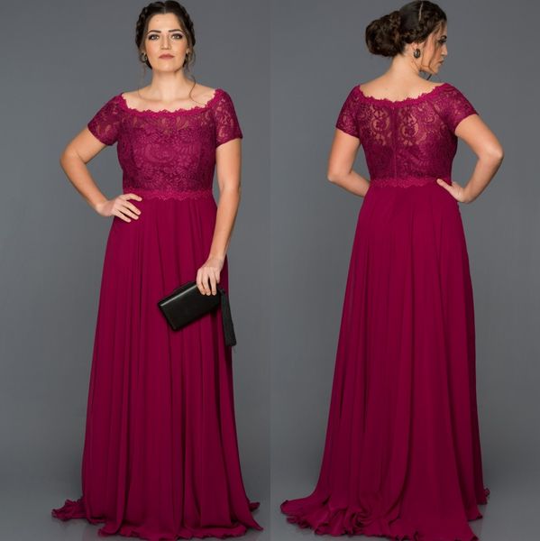 plus size lace mother of the bride dresses with short sleeves bateau neck wedding guest dress chiffon floor length evening gowns, Black;red
plus size lace mother of the bride dresses with short sleeves bateau neck wedding guest dress chiffon floor length evening gowns, Black;red