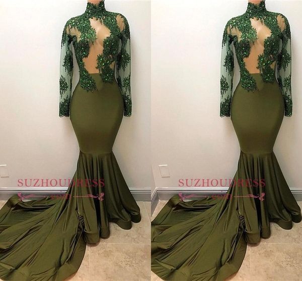 dark green 2018 mermaid long sleeves evening dresses high neck see through lace applique prom dresses with sequins red carpet runway dresses, Black;red
dark green 2018 mermaid long sleeves evening dresses high neck see through lace applique prom dresses with sequins red carpet runway dresses, Black;red