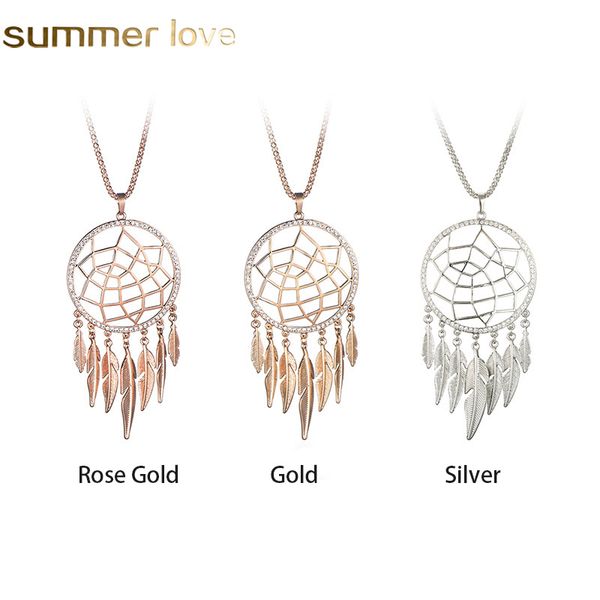 long tassel leaf feather necklace hollow jewelry dream catcher pendant new gold color necklace for women gift, Silver
long tassel leaf feather necklace hollow jewelry dream catcher pendant new gold color necklace for women gift, Silver