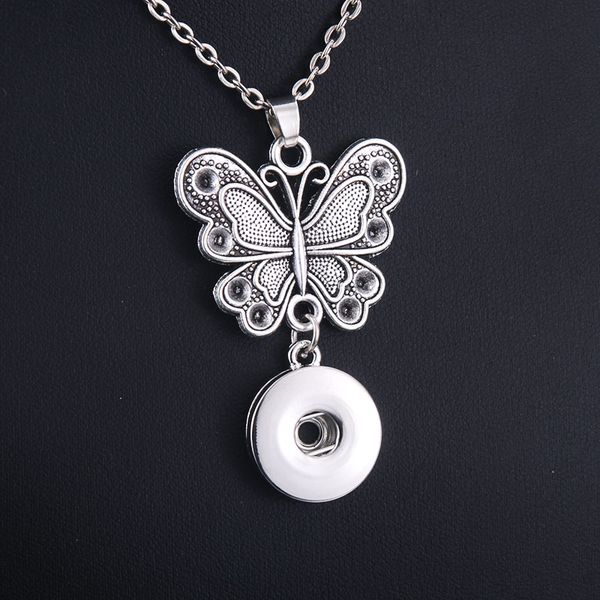 new snap jewelry simple 18mm snap button necklace with 60cm chains diy butterfly pendant necklace for women necklaces 9827, Silver 
new snap jewelry simple 18mm snap button necklace with 60cm chains diy butterfly pendant necklace for women necklaces 9827, Silver