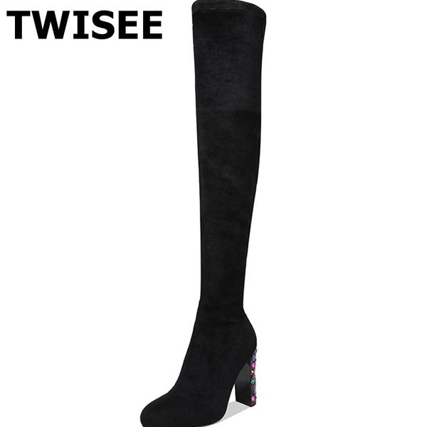 women over the knee boots new style zapatos mujer pumps fashion spike heels woman casual shoes comfort round toe crystal, Black
women over the knee boots new style zapatos mujer pumps fashion spike heels woman casual shoes comfort round toe crystal, Black