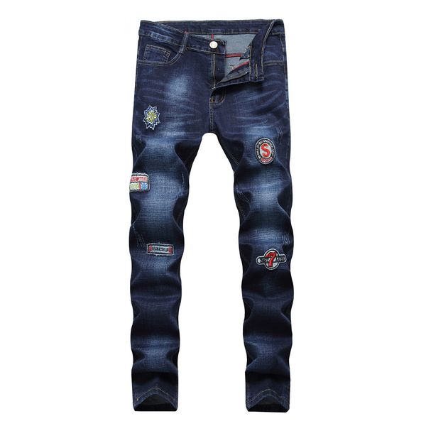 2018 blue denim jeans for men patches ripped hole jeans straight designer slim trousers biker homme
2018 blue denim jeans for men patches ripped hole jeans straight designer slim trousers biker homme