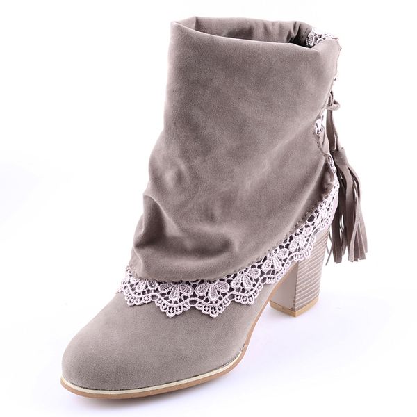 2018 fashion women boots sued leather round toe ankle boots lace ladies 7cm high heels tassel shoes woman winter, Black
2018 fashion women boots sued leather round toe ankle boots lace ladies 7cm high heels tassel shoes woman winter, Black