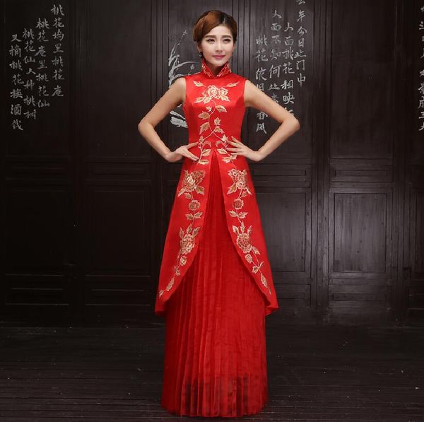 new chinese women traditional clothing improved long robe modern cheongsam elegant qipao national style stand collar wedding party dress, White;black
new chinese women traditional clothing improved long robe modern cheongsam elegant qipao national style stand collar wedding party dress, White;black