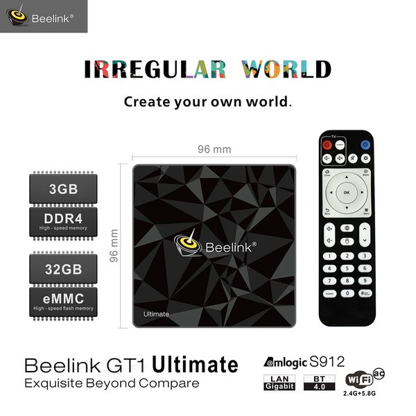 

beelink gt1 ultimate tv box android 7.1 amlogic s912 octa core 5g wifi bluetooth 3g 32g media player 4k set box