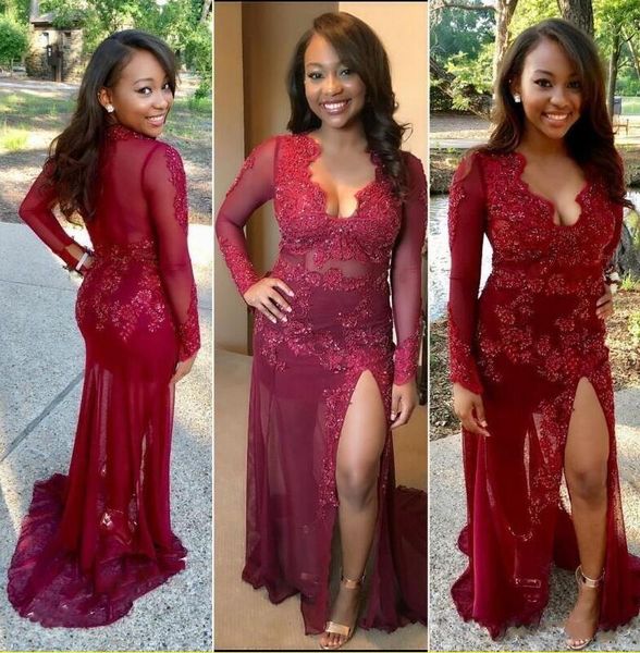 south arabic red prom dresses illusion long sleeve appliqued and beaded split sweep train prom party gowns, Black
south arabic red prom dresses illusion long sleeve appliqued and beaded split sweep train prom party gowns, Black