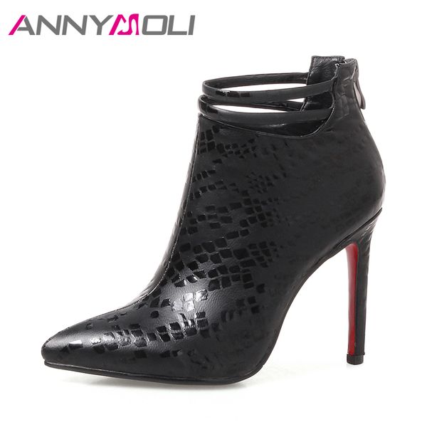 annymoli women spring boots high heels boots buckle thin heel short zip spring party shoes 2018 red chaussure femme, Black
annymoli women spring boots high heels boots buckle thin heel short zip spring party shoes 2018 red chaussure femme, Black