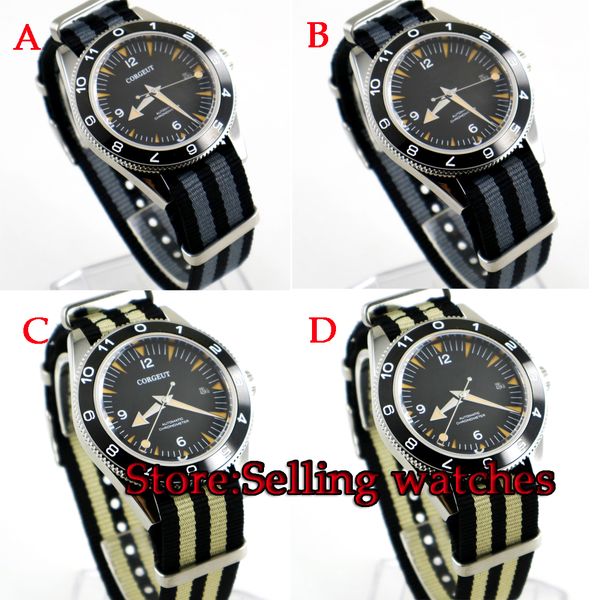 41mm corgeut black dial ceramic bezel one-way rotation nylon strap automatic mechanical mens watch, Slivery;brown
41mm corgeut black dial ceramic bezel one-way rotation nylon strap automatic mechanical mens watch, Slivery;brown