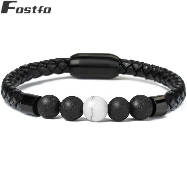 fostfo lava stone leather bracelet stainless steel magnetic buckle braided leather bracelet bangle for men pulseras, Black
fostfo lava stone leather bracelet stainless steel magnetic buckle braided leather bracelet bangle for men pulseras, Black