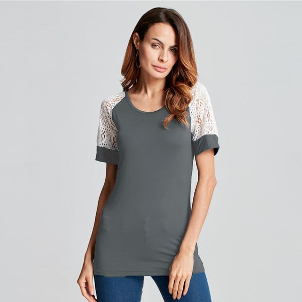 women slim fit hollow out crewneck short sleeve blouse casual solid shirt blusas fashion o neck lace broadcloth soft, White
women slim fit hollow out crewneck short sleeve blouse casual solid shirt blusas fashion o neck lace broadcloth soft, White