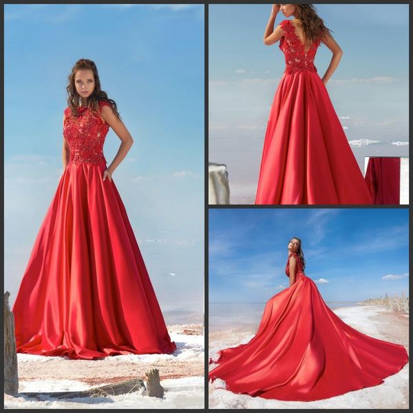 2019 new modest red dresses evening wear backless lace appliqued beads a line formal prom gowns satin jewel neck party dress 2018, Black;red
2019 new modest red dresses evening wear backless lace appliqued beads a line formal prom gowns satin jewel neck party dress 2018, Black;red