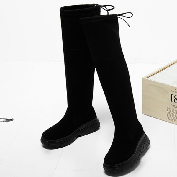 2018 new flock leather women over the knee boots lace up high heels women shoes warm suede platform winter non-slip boots, Black
2018 new flock leather women over the knee boots lace up high heels women shoes warm suede platform winter non-slip boots, Black