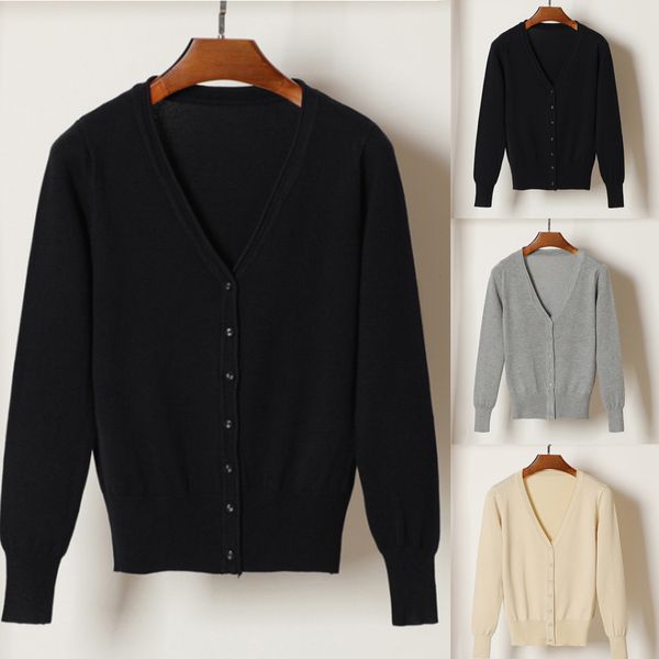 plus size autumn spring v-neck knitted cardigan 2018 women button long sleeve soft sweater elegant ladies short thin cardigans, White;black
plus size autumn spring v-neck knitted cardigan 2018 women button long sleeve soft sweater elegant ladies short thin cardigans, White;black