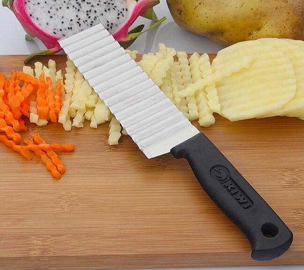 горячий дом сад черный картофель фри резак из нержавеющей стали кухня зубчатым лезвием легко нарезать банановые фрукты картофель волна нож и