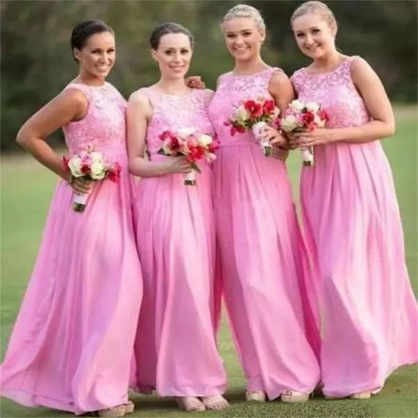 2018 pink long bridesmaid dresses jewel neck lace sleeveless floor length chiffon formal evening prom dress for wedding events custom made, White;pink
2018 pink long bridesmaid dresses jewel neck lace sleeveless floor length chiffon formal evening prom dress for wedding events custom made, White;pink