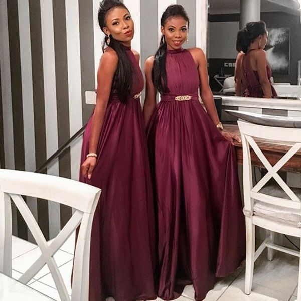 high neck bridesmaids dresses sleeveless beaded sash floor length maid of honor gowns glamorous chiffon a-line 2018 long prom dress, White;pink
high neck bridesmaids dresses sleeveless beaded sash floor length maid of honor gowns glamorous chiffon a-line 2018 long prom dress, White;pink