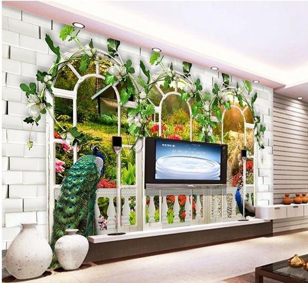 custom p wallpaper 3d peacock garden tv background wallpaper mural