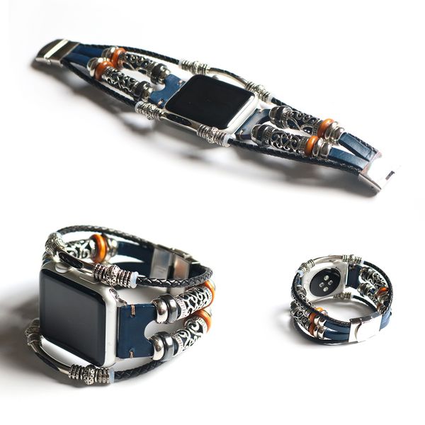 new handmade bead retro punk syle bracelets belt band 42mm 38mm genuine cow leather series 1 2 3, Black;brown
new handmade bead retro punk syle bracelets belt band 42mm 38mm genuine cow leather series 1 2 3, Black;brown