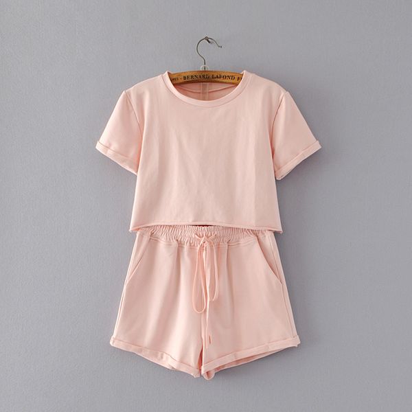 O-Neck Women Short Sleeve Sweatshirts Tops With Raw -Cut Edges And Shorts Two Pieces Summer Suits Tracksuits Runway Outfit Female