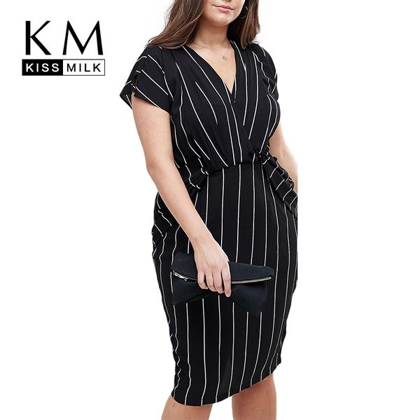 kissmilk plus size women summer vertical stripe wrap v neck ruffles short sleeve bodycon office lady midi dress, White;black
kissmilk plus size women summer vertical stripe wrap v neck ruffles short sleeve bodycon office lady midi dress, White;black