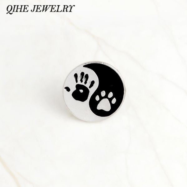 qihe jewelry taiji ying yang pins black and white round pendant human hand print and dog paw print pins lapel pin badge friend, Gray
qihe jewelry taiji ying yang pins black and white round pendant human hand print and dog paw print pins lapel pin badge friend, Gray