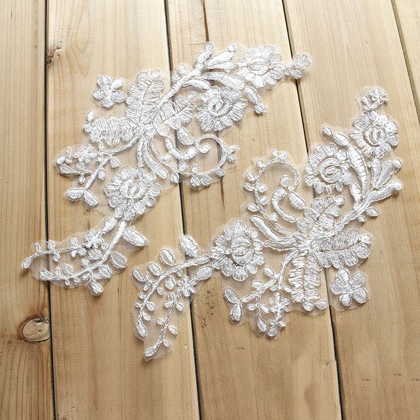 

French lace patch with silver bones wedding dress DIY materials theatrical costume accessories T020