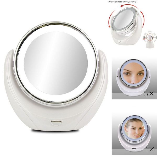 makeup mirror 5x magnifying double side with 10 led lightbulbs for cosmetic & skin care, polished chrome
makeup mirror 5x magnifying double side with 10 led lightbulbs for cosmetic & skin care, polished chrome